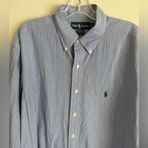 Ralph Lauren Yarmouth Blue  Button Down Shirt Mens L 16.5 34/35 Cotton Classic